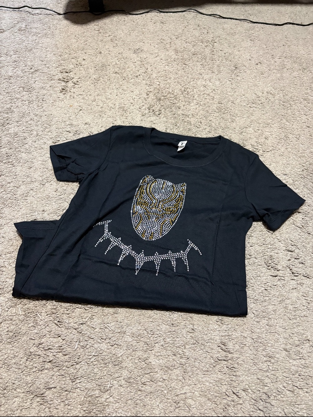 Black Panther Bedazzled T Shirt